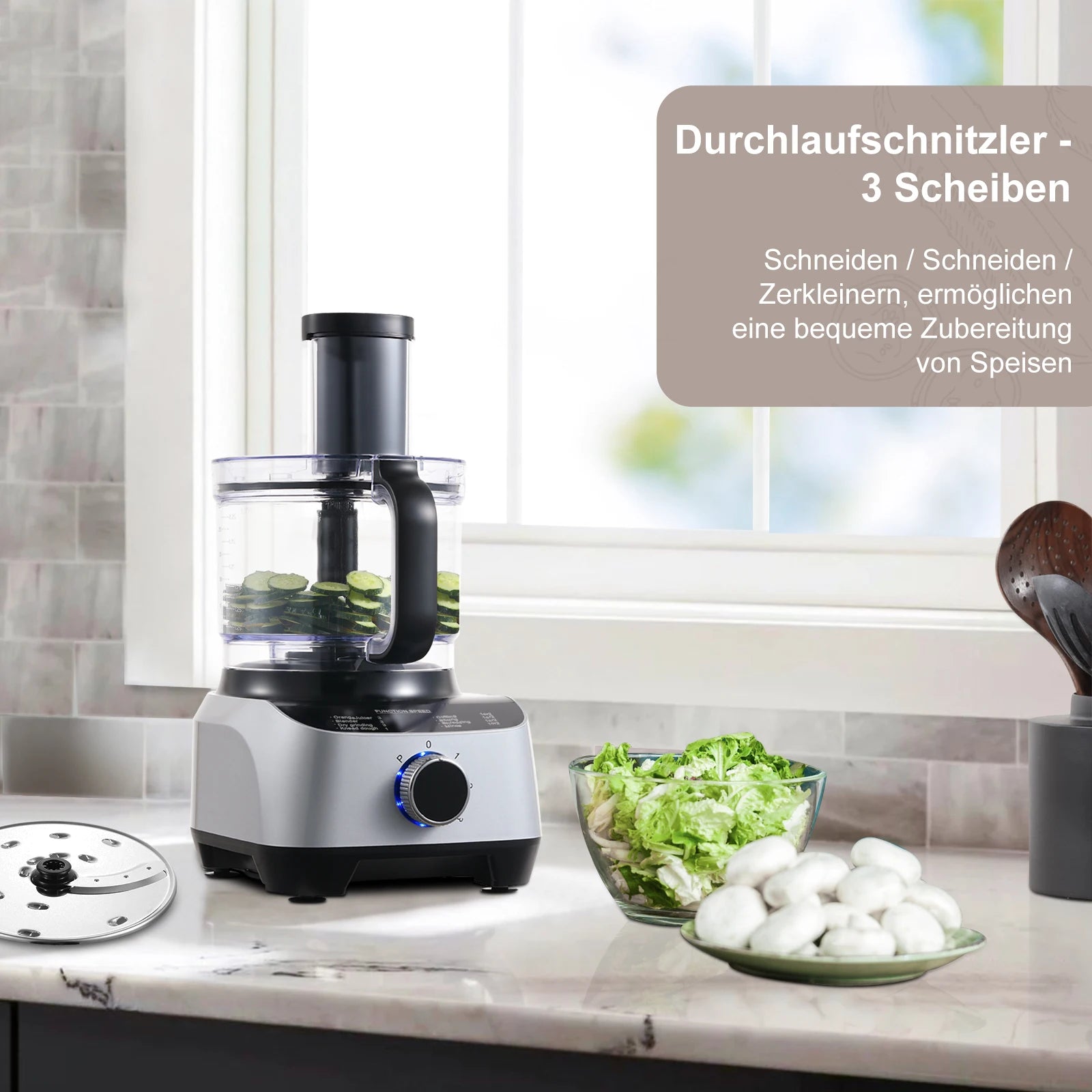 1300W Commercial-Grade Food Processor | 3.5L Dough Kneader 1.5L Citrus Juicer 11-Piece Pro Kit for Chopping/Grinding/Blending
