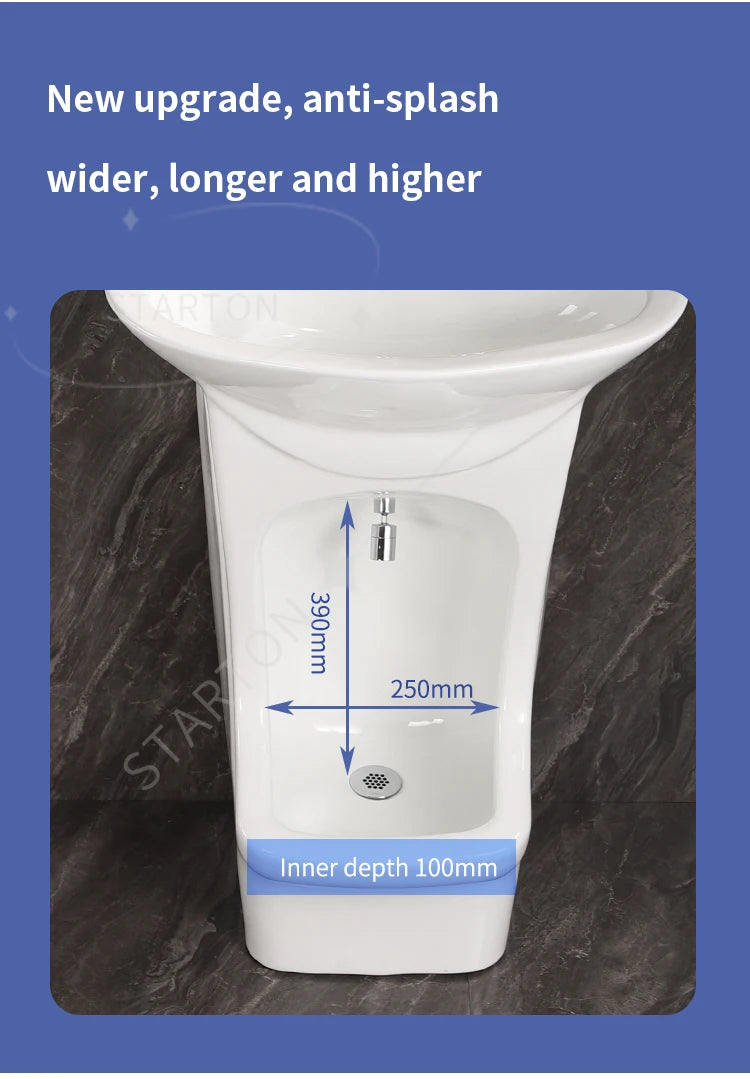 Ceramic Floor Mounted Wash Basin Pedestal Foot Washing Sink