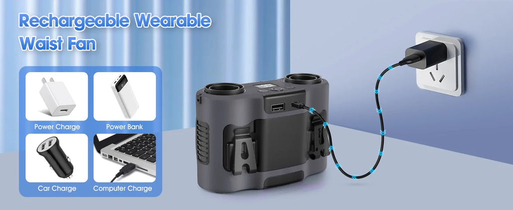 2026 New Upgrade 42H Portable Waist Fan, 28000mAh Rechargeable Wearable Belt Fans, 16000 RPM Cooling Neck Body Powerful Shirt