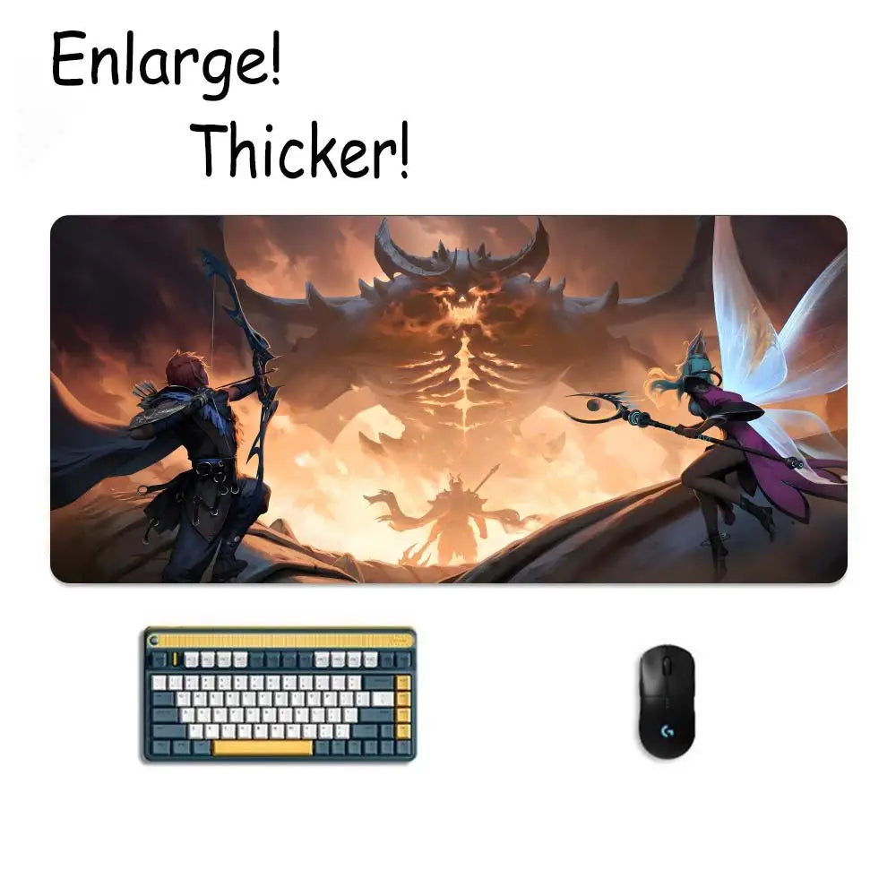 D&D D-Dungeon & Dragons Mouse Pad Tapetes de Mesa Teclado, Borracha Kawai, Tapete de Mesa Antiderrapante, XXL90x40cm