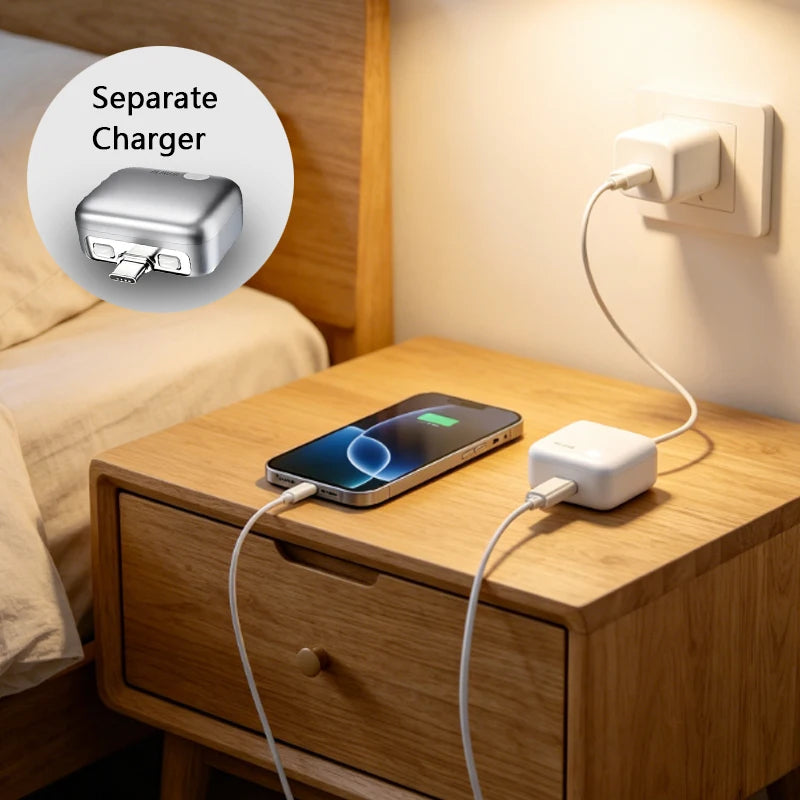 1pcs  Charger with Detachable Plug & Built-in Cable,Fast Charging Power Bank with Intelligent Battery Detection,Auto Disconnect