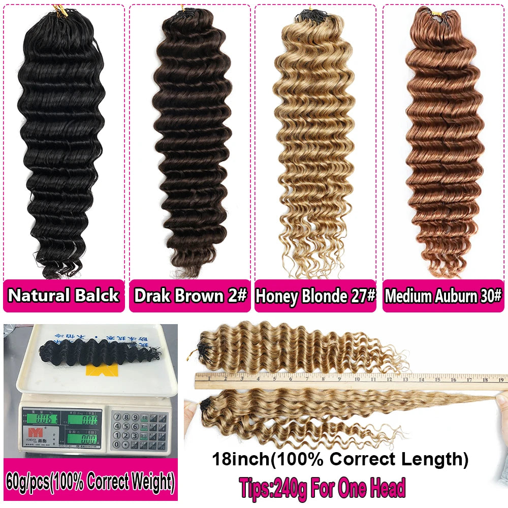 Deep Wave Crochet Hair Extensions – Multiple Colors & Pack Sizes
