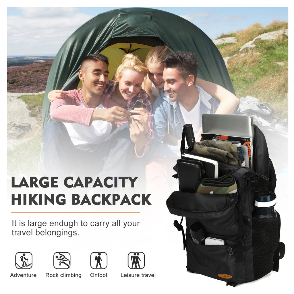55L Outdoor Waterproof Large Capacity Oversized Hiking Bag Sport Climbing Travel Backpack for Men Women, Lightweight Luggage Bag