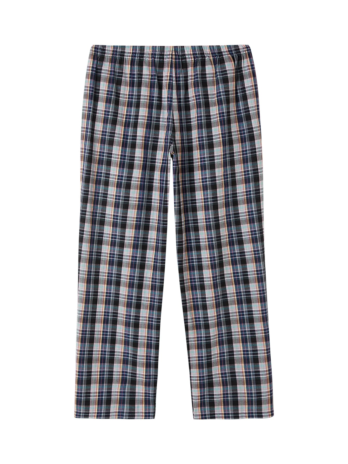 Men's Pajama Pants Spring & Fall Cotton Thin Plaid Casual Pj Bottoms Elastic Waistband with Pockets Homewear