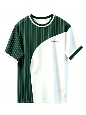 European and American Men's Summer Simple Letter Splicing Print Comfortable and Breathable Round Neck T-shirt Outdoor Casual Top