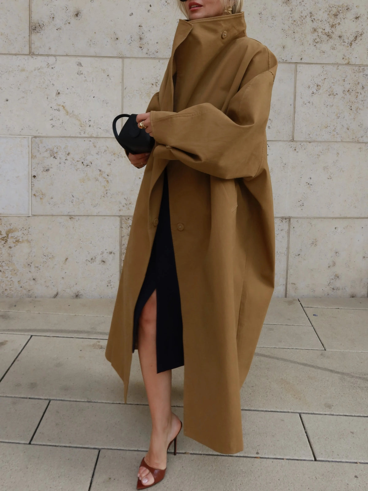 Women Green Oversized Belt Overcoat Elegant Long Sleeve Pleated Lapel Lace Up Windbreaker Autumn Lady Daily Street Outerwears