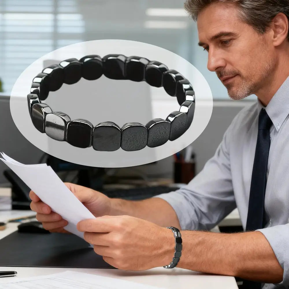 Black Natural HematiteBracelet For Men Reclaim Jewellery Wrist HematiteStone Beaded Healing Bracelet Edge Confidence For Men