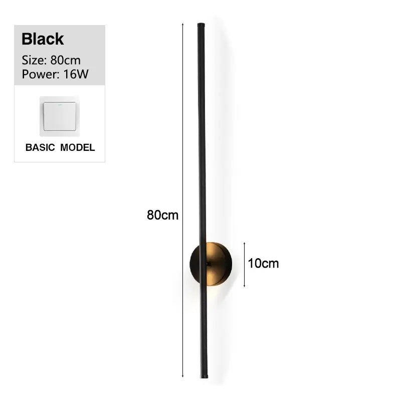 Nordic LED Wall Lights with Touch Dimmable Switch Black 40/55/60/80/100cm Interior LED Wall Lamps Wall Sconce Lighting Fixtures