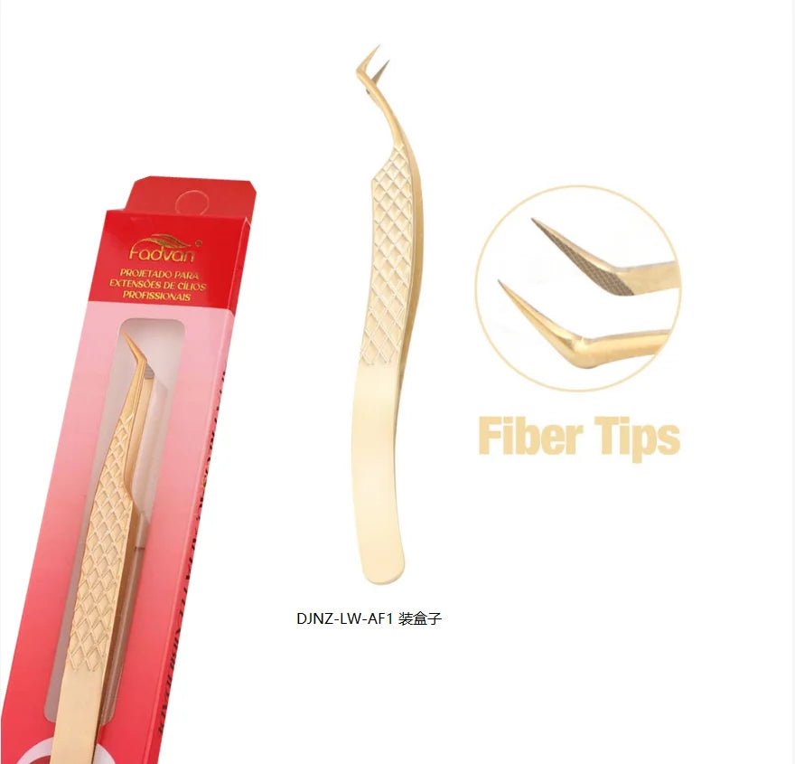 FADVAN High-precision Fiber Tip Tweezer for Eyelash Extensions Stainless Steel Antistatic Straight Tools with Boxed