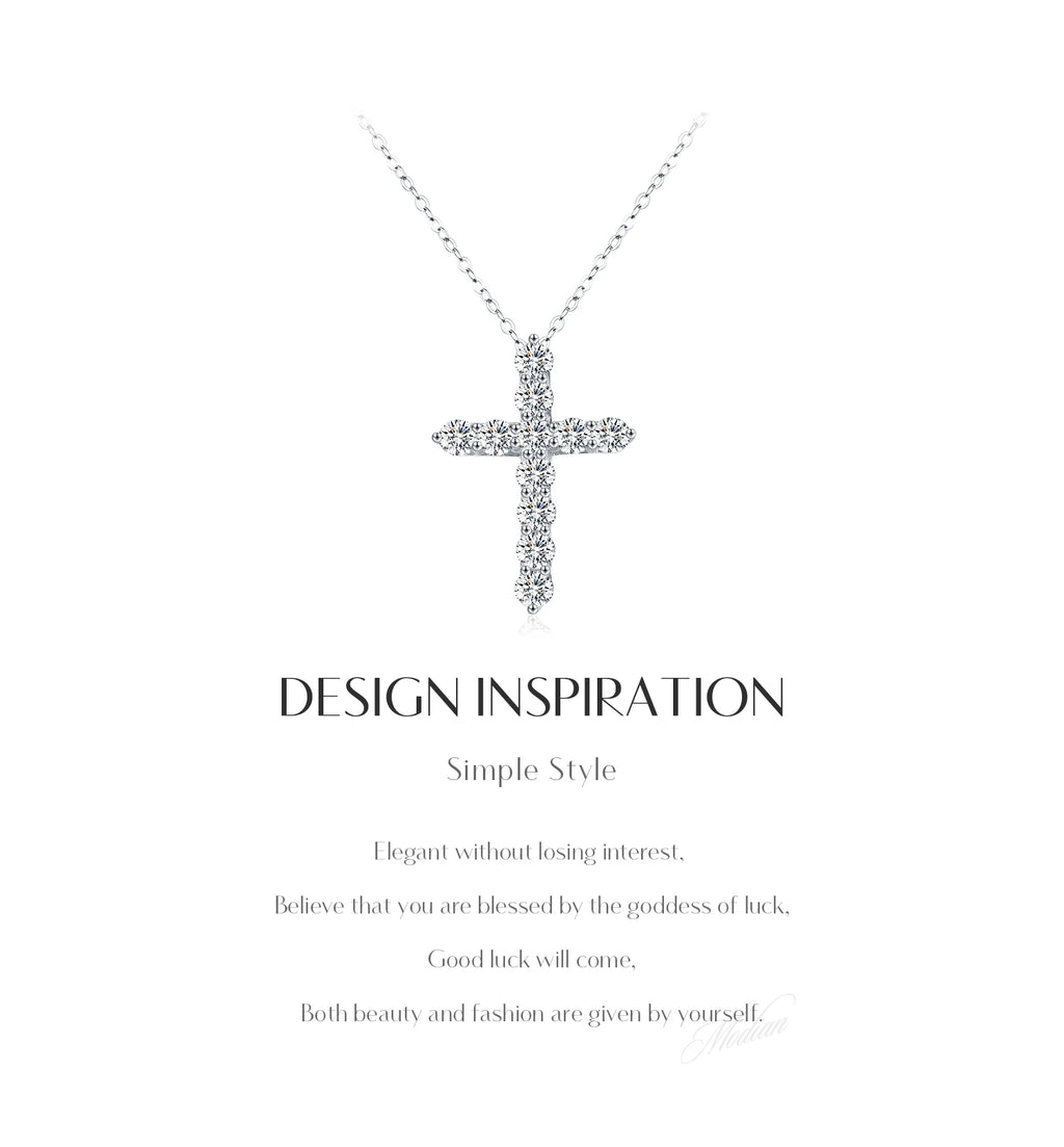 MODIAN D Color Moissanite Necklace 925 Sterling Silver Exquisite Cross Link Chain Pendant Necklace For Women Fine Jewelry Gift