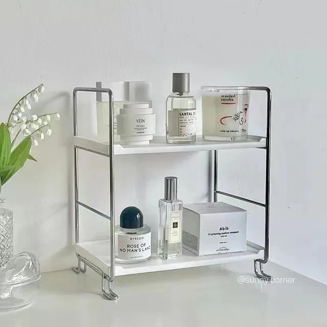 Desktop Organizer Rack Cosmetic And Skin Care Products Storage Shelf Iron Material Bedroom Living Room Kitchen Bathroom Use