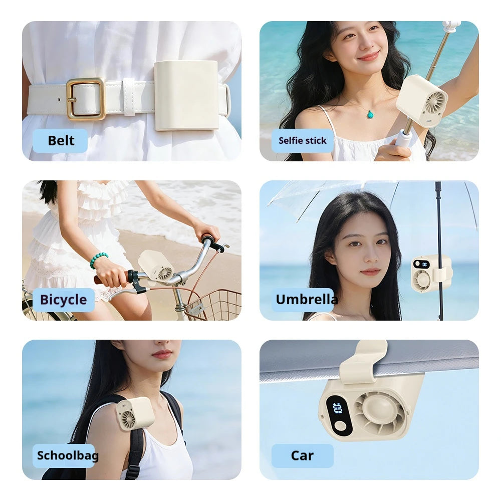2026 New Mini Fan Umbrella Fan Multifunctional USB Charging Portable Handheld Waist Hanging Desktop Outdoor Desktop Fan
