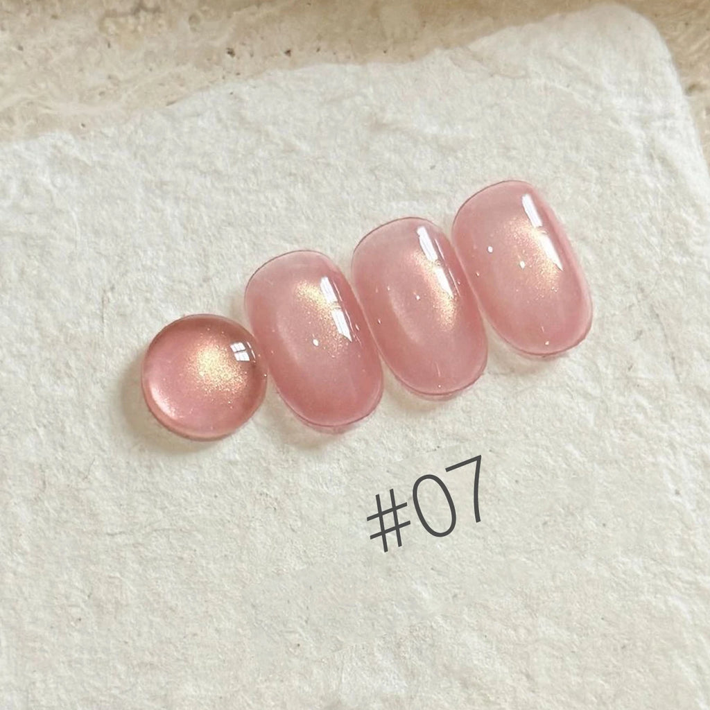 MIANEL 2026 10ML Lover Cat Eye Nail Gel Nude Pink with Sparkling Golden Light Glass Bead for Flattering Cat Eye Manicure