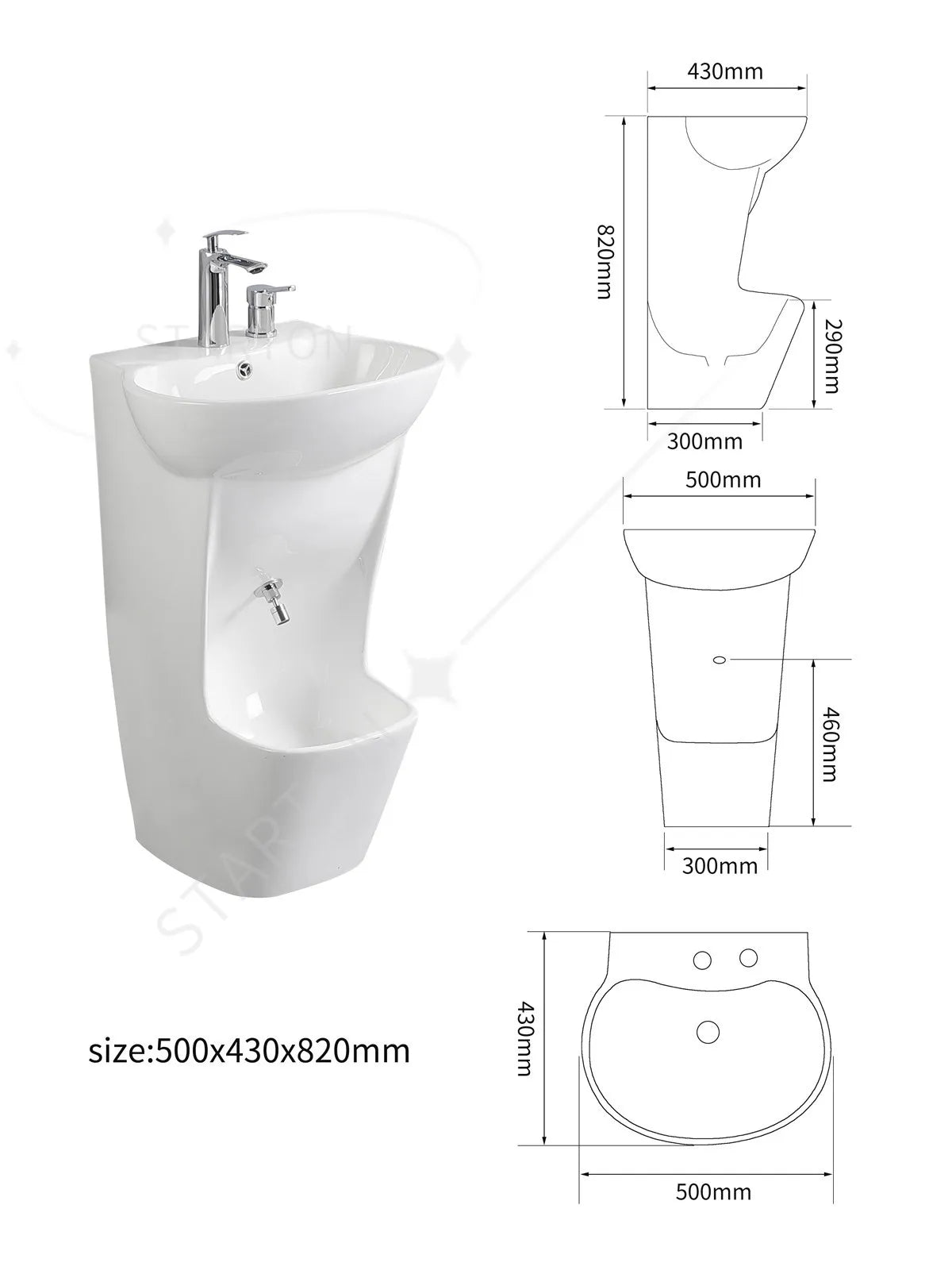 Mounted Pedestal Sink White Ceramic Hand and Foot Wash Basin Bathroom Basins Foot