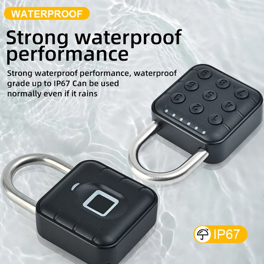 EGFirtor Tuya Smart Home Biometric Digital Padlock IP67 Waterproof Smart Door Lock Cabinet Lock Gym Wardrobe Door Password Lock