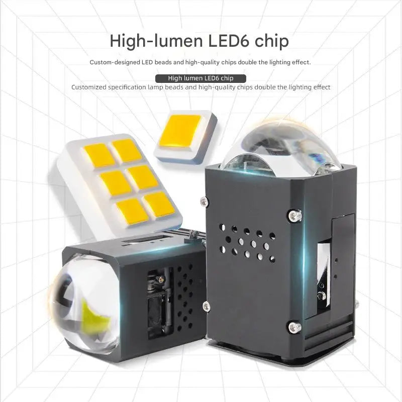 1.8 Inch Bi LED Projector Headlight with Halo Laser Lens High Power Dual Lamp Cup Dual Beam Retrofit Matrix Car LED Bulb Upgrade