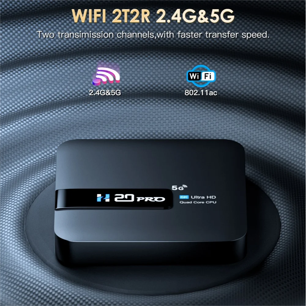 TOPSION H20PRO TV Box Android 10.0  With Voice Assistant 2.4&5G Wifi 4K 6K HD Video TV Box 1080P Media Player Set Top Box