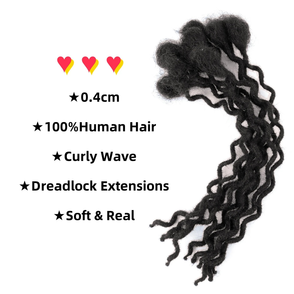 Curly Wave Human Hair Loc Extensions – Handmade Dreadlock Style