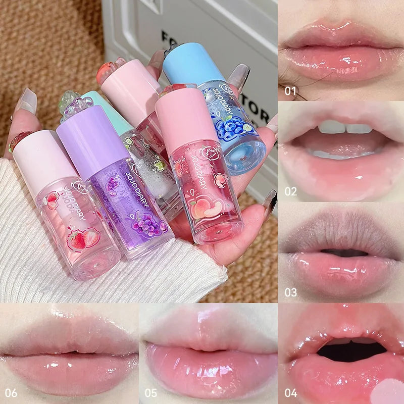 Jojo Diary Fruit-Flavored Lip Oil: Hydrating and Moisturizing, Prevents Chapped Lips and Reduces Wrinkles, Suitable for Winter Lip Care, Korean-Style Water Gloss Lip Gloss.