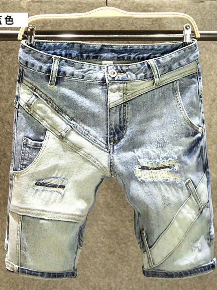 Summer New Fashion Trend Straight Leg American Retro Jeans Men's Casual Loose Sports Plus Large Size High-Quality Denim Shorts