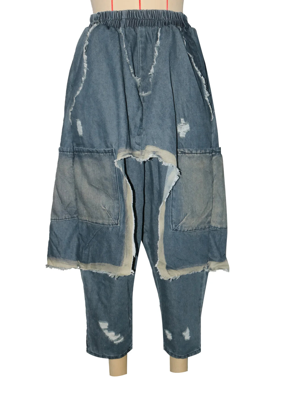 New Vintage Distressed Frayed Ripped Jeans Women's Fashion Loose Harem Pants Casual Hip Hop Streetwear Denim Trousers for Women