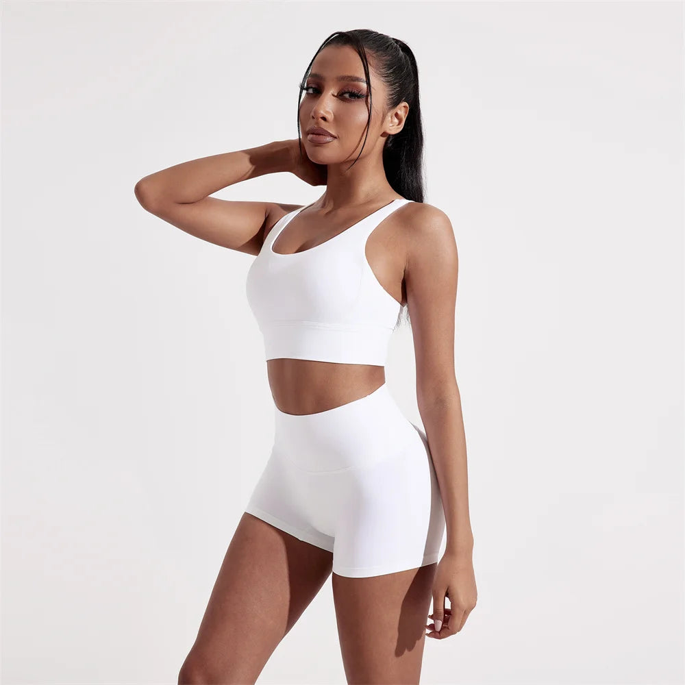 Solid Color Women Fitness Sport bra top soft tight Comprehensive training jogging gym yoga underwear cross back With chest pad