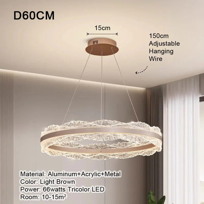 LED Luxury Pendant Light Living Dining Room Bedroom Modern Upscale Acrylic Texture Suspension Lamp Home Decoration