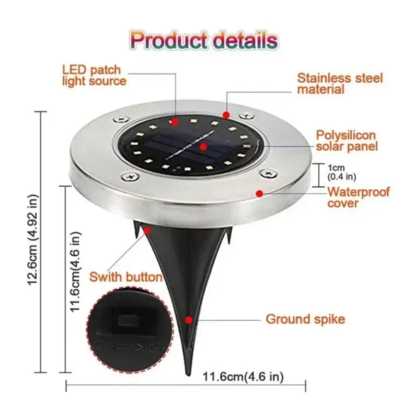 Solar Lights Outdoor Disk Underground Lamp Spotlight Buried Solar Light for Home Garden Lawn Yard Decoration