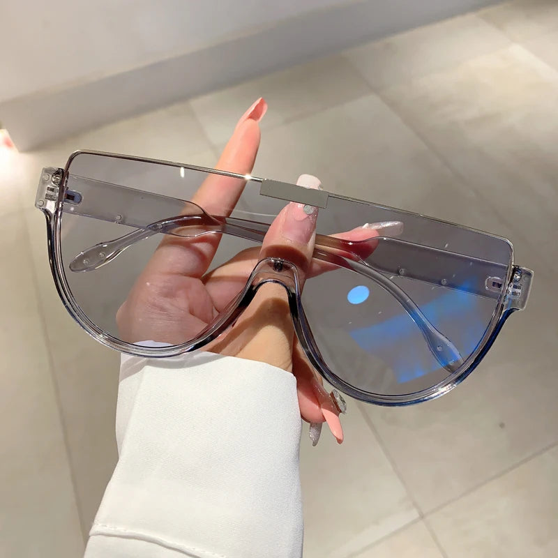 KAMMPT Vintage Semi-round Sun Glasses Women Fashion Monoblock Outdoor Goggle Shades Ins Trending 2024 New Design Sunglasses