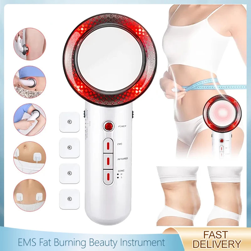 Face Reduction 3 In 1 EMS Infrared Ultrasonic Body Massager Anti Cellulite Fat Burner Weight Loss Infrared Slimming Machine