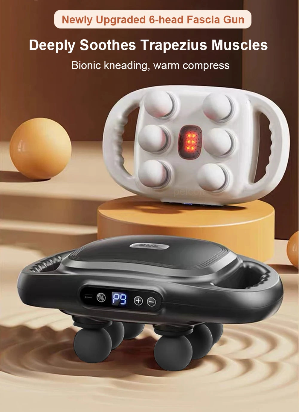 Fascia Gun Muscle Massager Gun High Frequency Back Waist Massage Machine Six-head Body Shoulder Professional Fascia Massage Gun