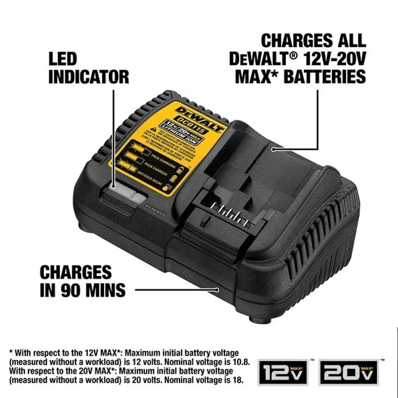 DEWALT Original Charger DCB1102 DCB1104 DCB118 220V Lithium Ion Battery Charger Fan Cooled Fast 12Charger
