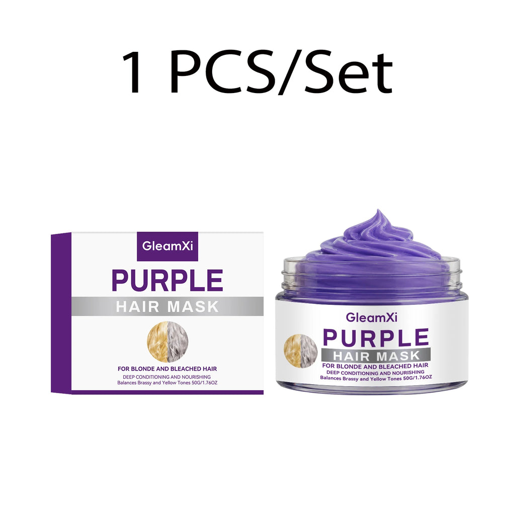 Purple Hair Mask for Blonde Bleached Hair Deep Repair Conditioning Neutralize Brass Yellow Tones Silky Soft Frizz Control 50g