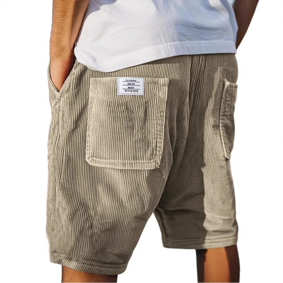 Summer New Men's Corduroy Shorts Fashion American Style Multi Pocket Pants Embroidered Logo Retro Straight Leg Shorts For Male