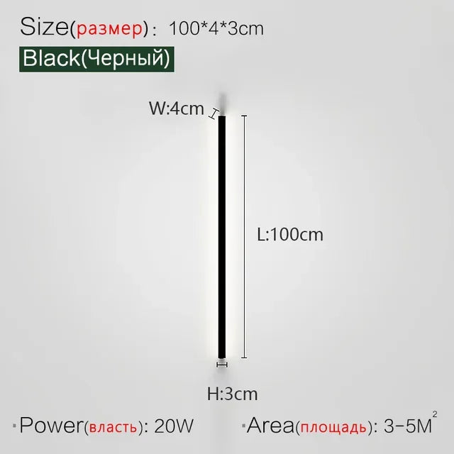 Modern Minimalist LED Wall Lamp Luxury Long Strip Light for Living Room Bedroom Bedside Ceiling Sofa Background Aisle Lighting