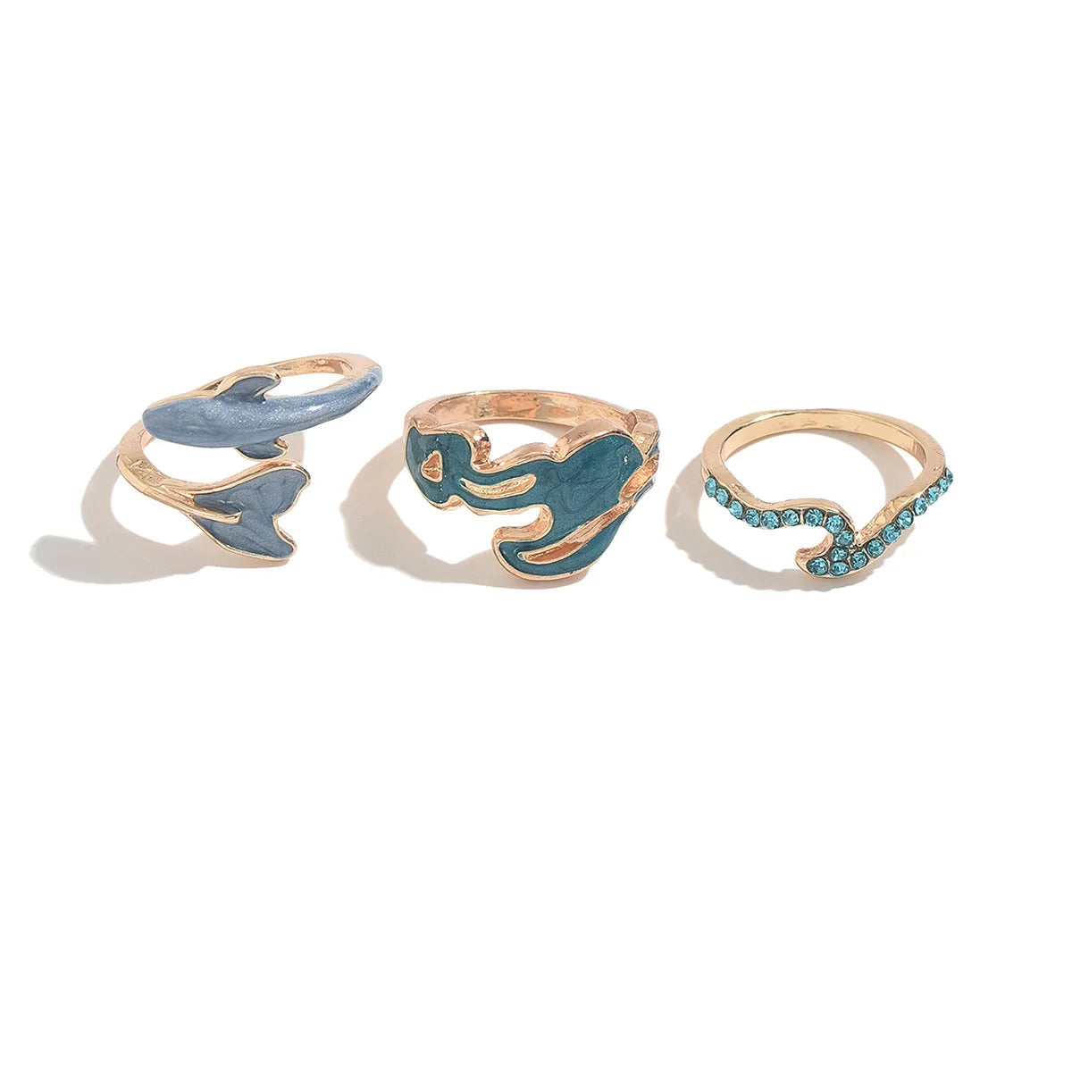 3pcs Set New Fashion 925 Sterling Silver Cute Guppy Ring Stacking Finger Ring, Animals Adjustable Open Rings Birthday Gift
