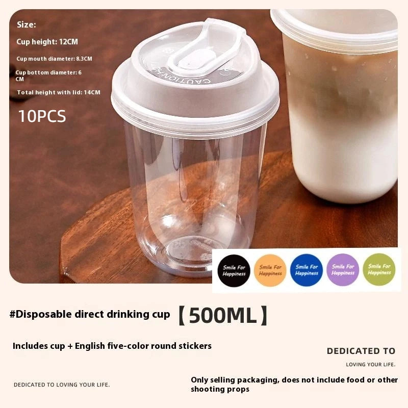 10pcs Transparent Coffee Cups With Lids U-shaped Disposable Cups For Hot Drink Milk Tea Takeaway Beverage Cups B.H
