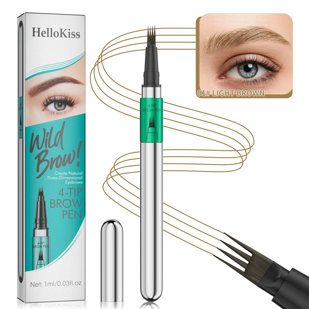 4-Tip Eyebrow Pen, 4 Heads Design, Wild Brow, Long Lasting, Smudge Proof, Waterproof Sweat Resistant Anti-transfer Cosmetic