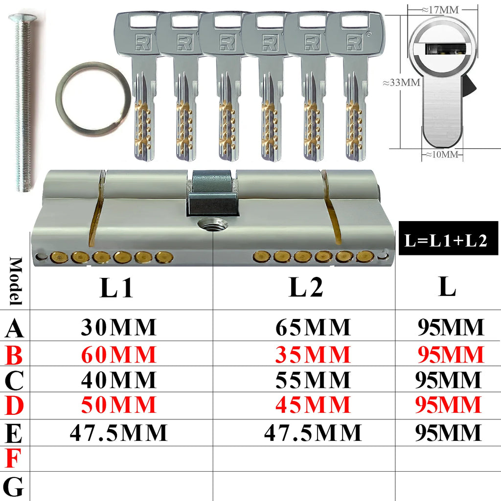 Customization: Open all household door locks with the same key. European standard high-quality 11 pin anti-theft lock cylinder