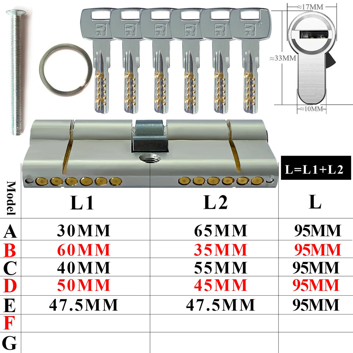 Customization: Open all household door locks with the same key. European standard high-quality 11 pin anti-theft lock cylinder