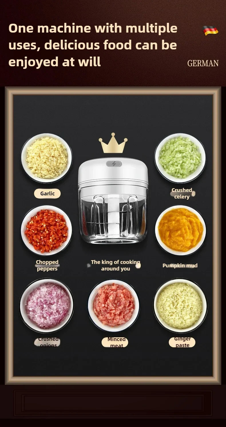 Electric Mini Garlic Chopper 100/250ML USB Vegetable Onion Chopper baby food processor Portable Small Food Processor