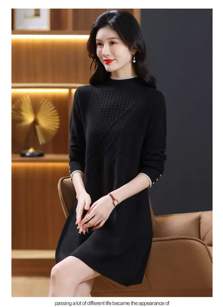 Women's Turtleneck Knitwear Top Long Sleeve Pullover Sweater Woman Clothing Fall Winter Knit Basic Blouse Wool Ladies Sweater