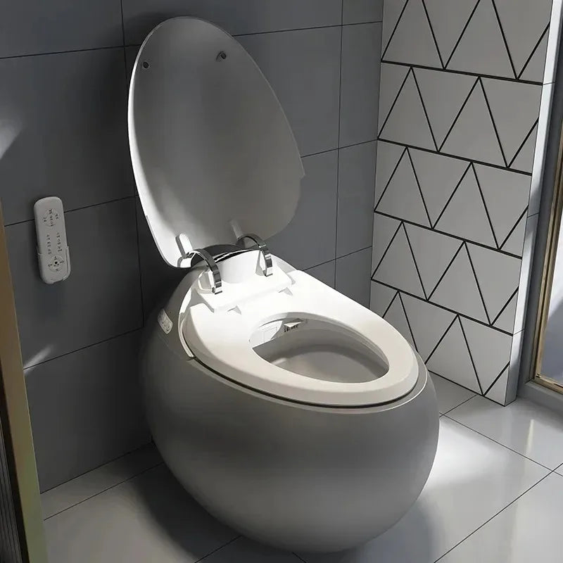 Intelligent One-Piece Egg Shape Automatic Round Ceramic Toilet Bowl New Design Bathroom Sanitary Ware SetToilet