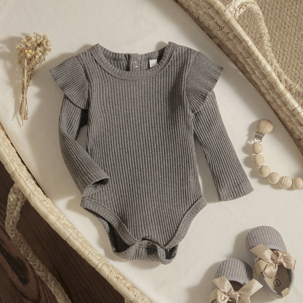 ma&baby 0-24M Spring Fall Newborn Baby Girls Romper Infant Knit Ruffle Jumpsuit Soft Long Sleeve Solid Color  Clothing