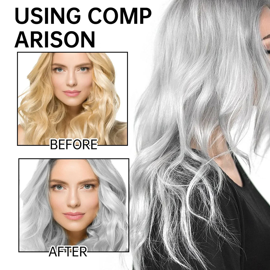 Smoky Silver Grey Hair Dye Cream 100ml - Quick Coloring, Long-Lasting & No Damage DIY Styling for Professional Look.