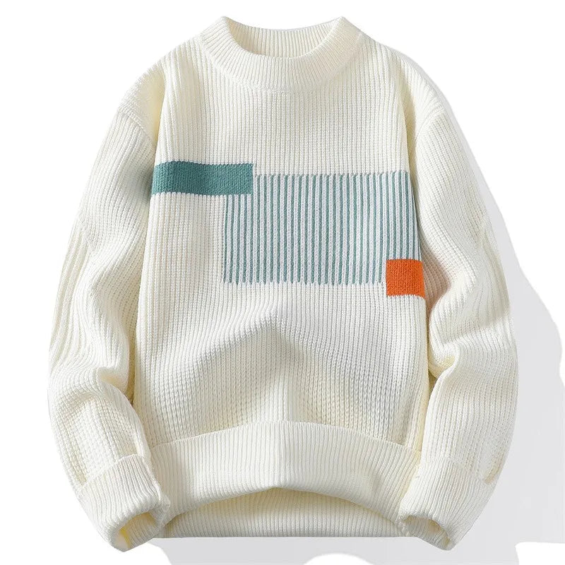 2025 Men's Sweater Fashion Pattern Autumn/Winter Knitted Sweater Fashion High Street Pullover Outdoor Loose Warm Thick
