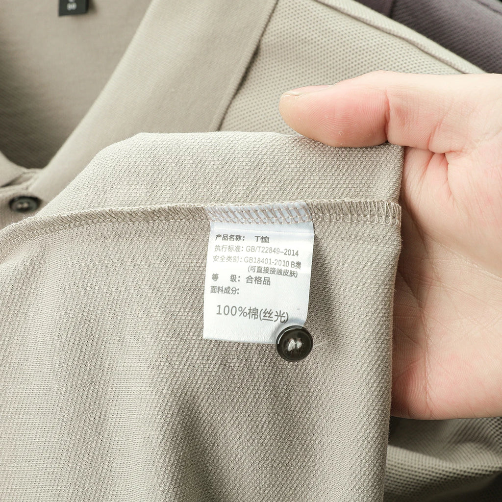 100% Pure Cotton Boutique Short-Sleeved High-End Men's Polo Shirt Summer High-Quality Solid Color Tops Business Casual T-Shirt