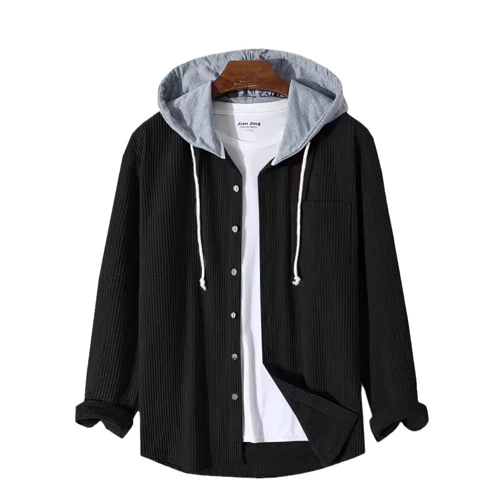 Men Cardigan Single Breasted Hoodies Hooded Sweatshirts Spliced Button Long Sleeve Outerwear Casual Sports Pockets Loose