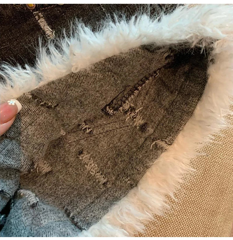 Belt Furry Denim Shorts Women 2024 New Fashion Loose Casual Pocket Sexy Shorts Denim Shorts Female Short Pants Zipper Jeans