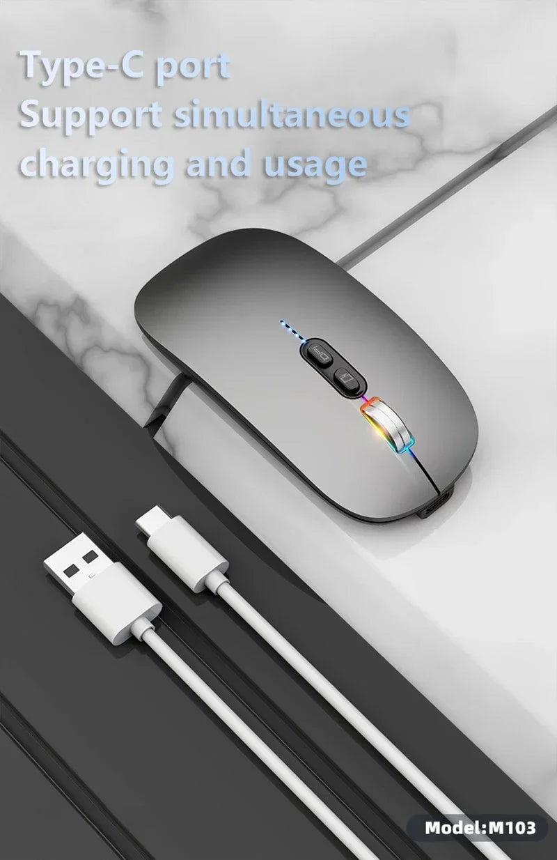Lenovo Ultra-thin Dual Modes Wireless Mouse 2.4G USB and Bluetooth Power Display Ergonomic Rechargeable Silent Mice PC Laptop